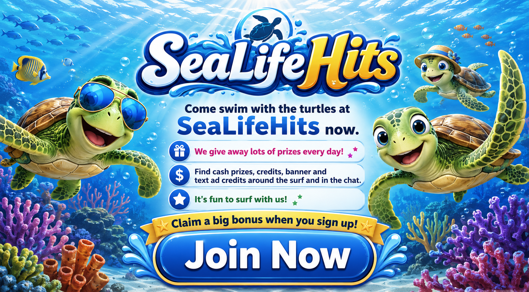 Sea Life Hits - Come swim with the turtles